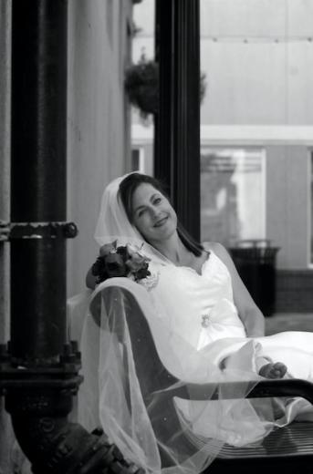 Bride relaxing after a hard days photo-shoot.